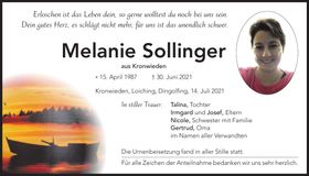 Traueranzeige Melanie Sollinger