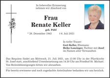 Traueranzeige Renate Keller