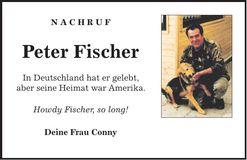 Traueranzeige Peter Fischer