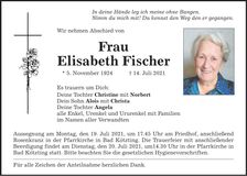 Traueranzeige Elisabeth Fischer