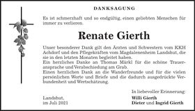 Traueranzeige Renate Gierth