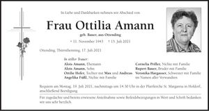 Traueranzeige Ottilia Amann