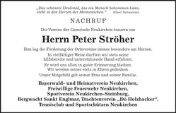 Traueranzeige Peter Ströher