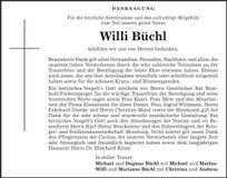 Traueranzeige Willi Büchl