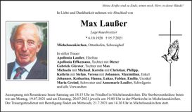 Traueranzeige Max Laußer