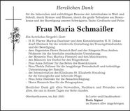 Traueranzeige Maria Schmaißer
