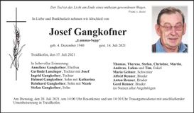 Traueranzeige Josef Gangkofner