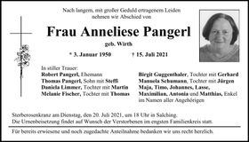 Traueranzeige Anneliese Pangerl