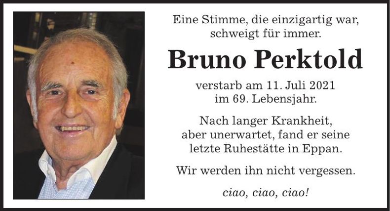 Traueranzeige Bruno Perktold