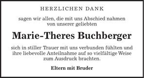 Traueranzeige Marie-Theres Buchberger