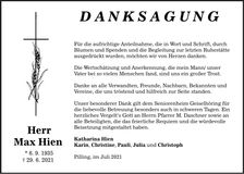 Traueranzeige Max Hien