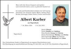 Traueranzeige Albert Karber