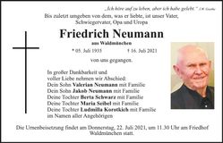 Traueranzeige Friedrich Neumann