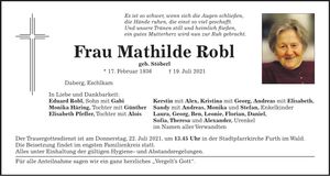 Traueranzeige Mathilde Robl