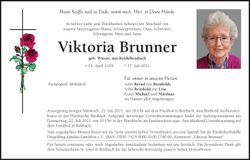 Traueranzeige Viktoria Brunner