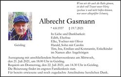 Traueranzeige Albrecht Gasmann
