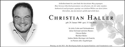 Traueranzeige Christian Haller