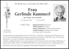 Traueranzeige Gerlinde Kammerl
