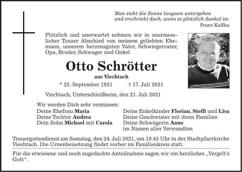 Traueranzeige Otto Schrötter