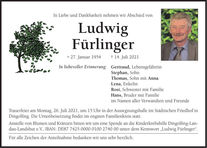Traueranzeige Ludwig Fürlinger