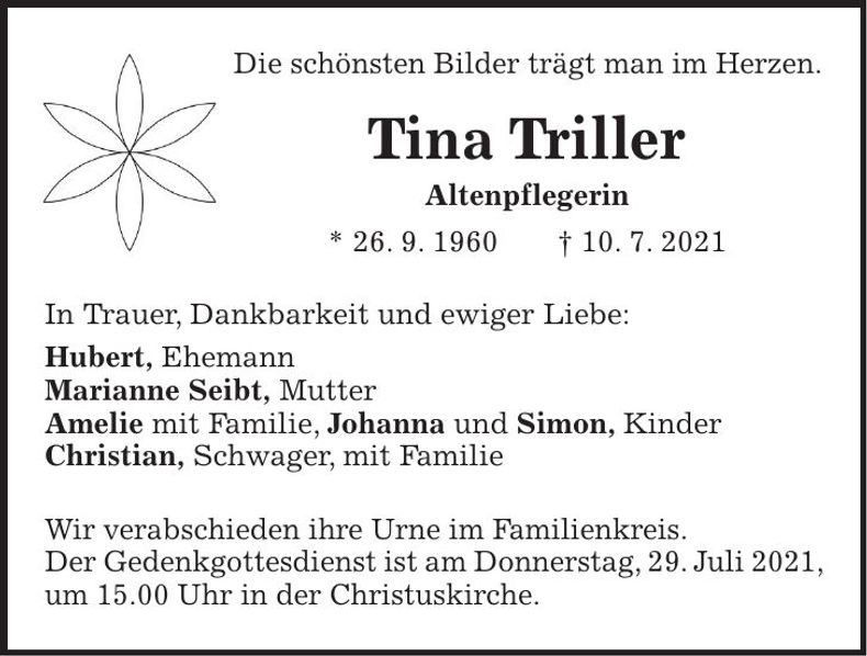 Traueranzeige Tina Triller