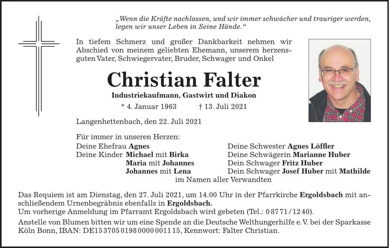 Traueranzeige Christian Falter