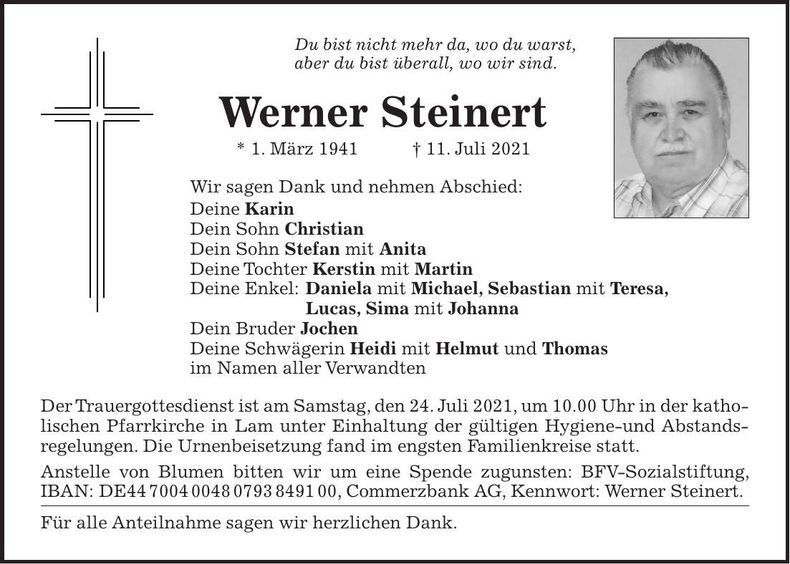 Traueranzeige Werner Steinert