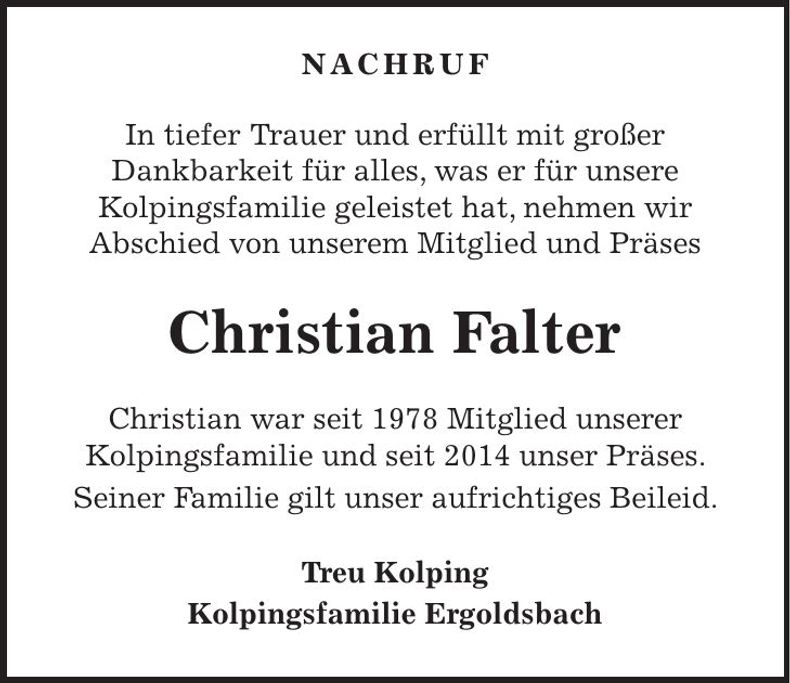 Traueranzeige Christian Falter