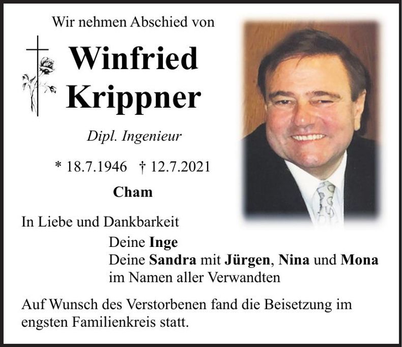 Traueranzeige Winfried Krippner