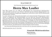 Traueranzeige Max Lausser