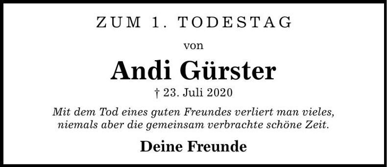 Traueranzeige Andi Gürster