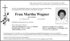 Traueranzeige Martha Wagner