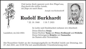 Traueranzeige Rudolf Burkhardt