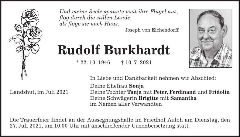 Traueranzeige Rudolf Burkhardt
