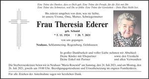 Traueranzeige Therese Ederer