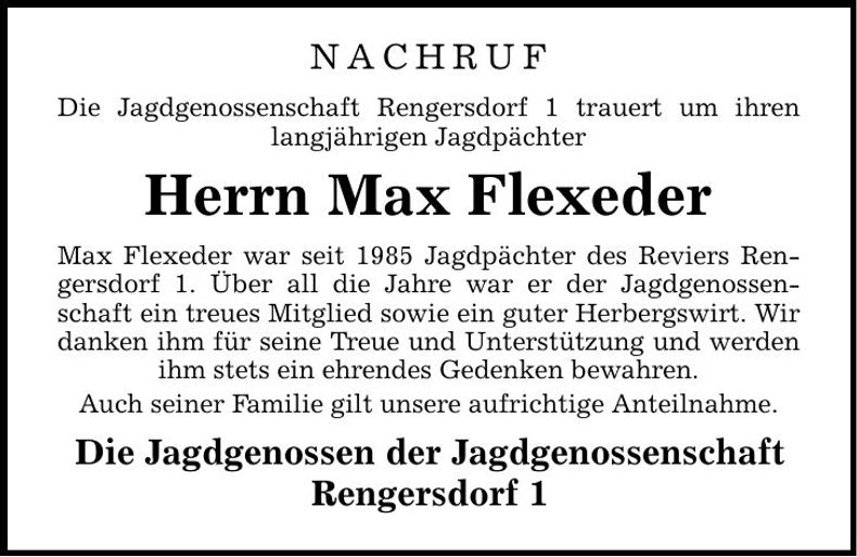 Traueranzeige Maximilian Flexeder