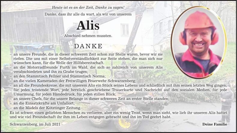 Traueranzeige Alois Breu