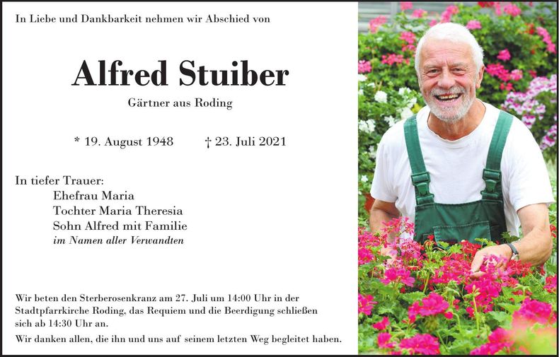 Traueranzeige Alfred Stuiber