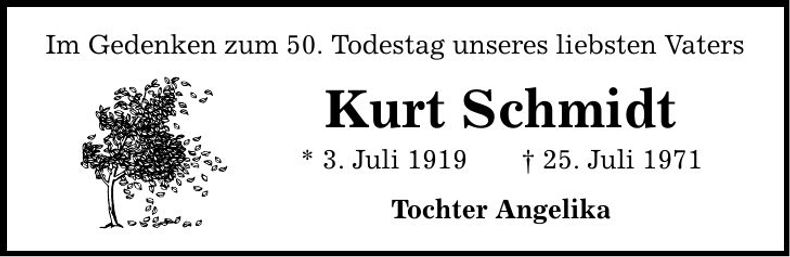 Traueranzeige Kurt Schmidt