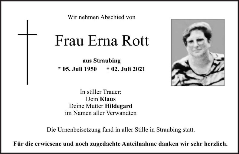 Traueranzeige Erna Rott