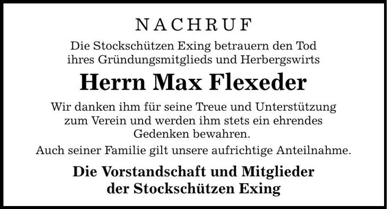 Traueranzeige Maximilian Flexeder