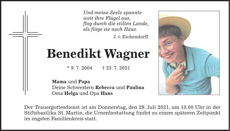 Traueranzeige Benedikt Wagner