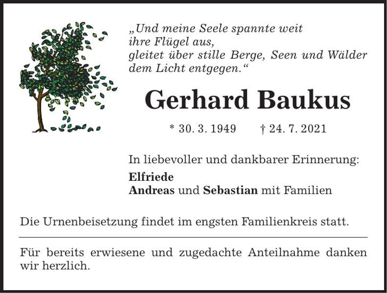 Traueranzeige Gerhard Baukus