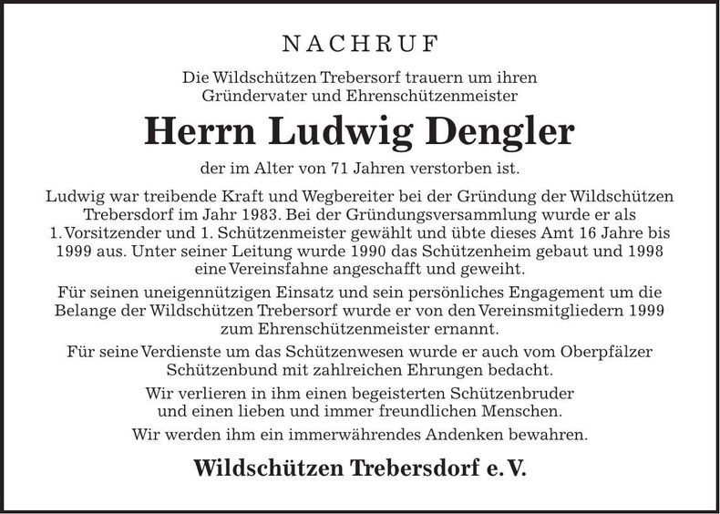 Traueranzeige Ludwig Dengler