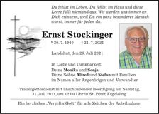 Traueranzeige Ernst Stockinger