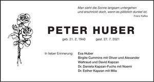 Traueranzeige Peter Huber
