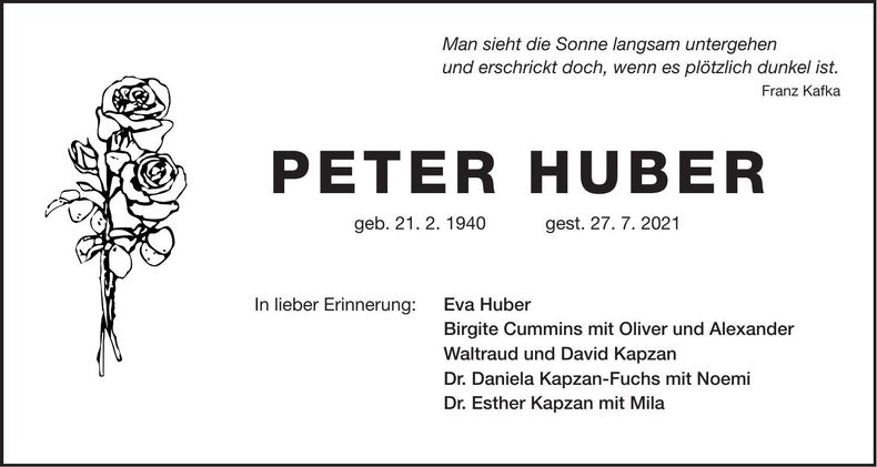 Traueranzeige Peter Huber