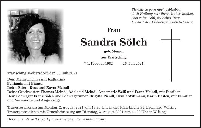 Traueranzeige Sandra Sölch
