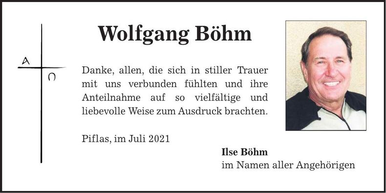 Traueranzeige Wolfgang Böhm