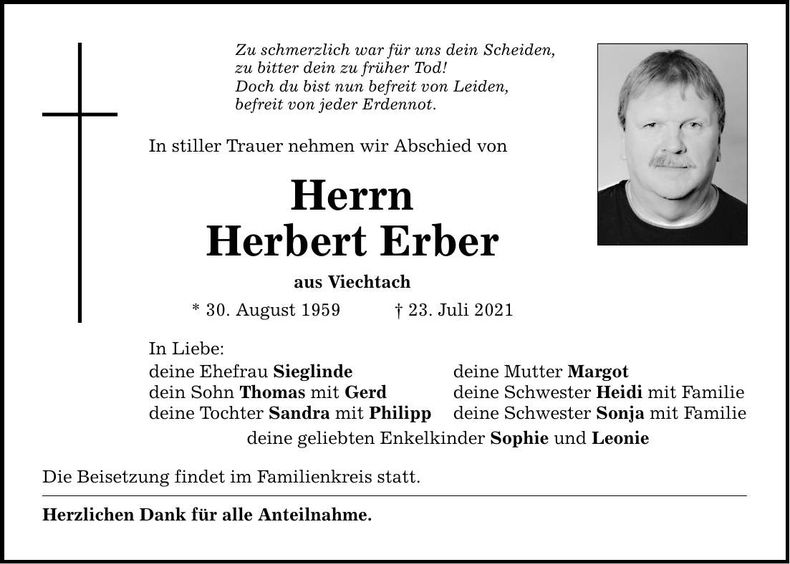Traueranzeige Herbert Erber